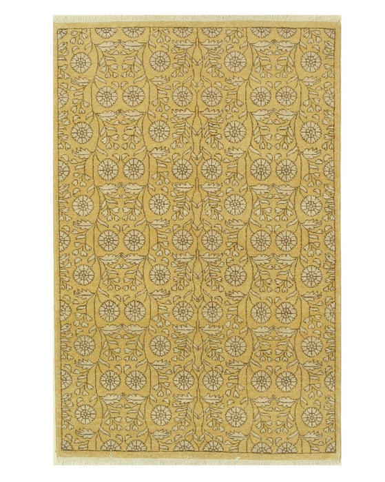 EORC Hand-knotted Wool Gold Traditional Oriental Agra Rug