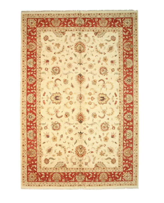 EORC Hand-knotted Wool Ivory Traditional Oriental Agra Rug