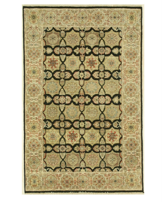 EORC Hand-knotted Wool Black Traditional Oriental Agra Rug