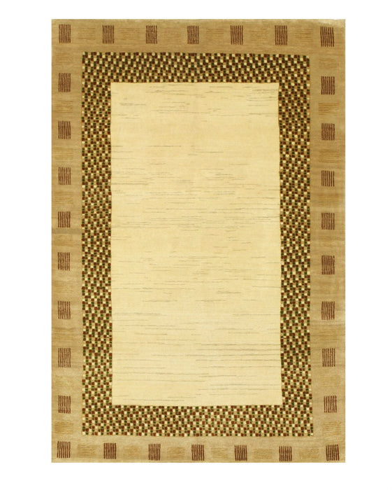 EORC Hand-knotted Wool Ivory Traditional Solid Lori Baft Gabbeh Rug