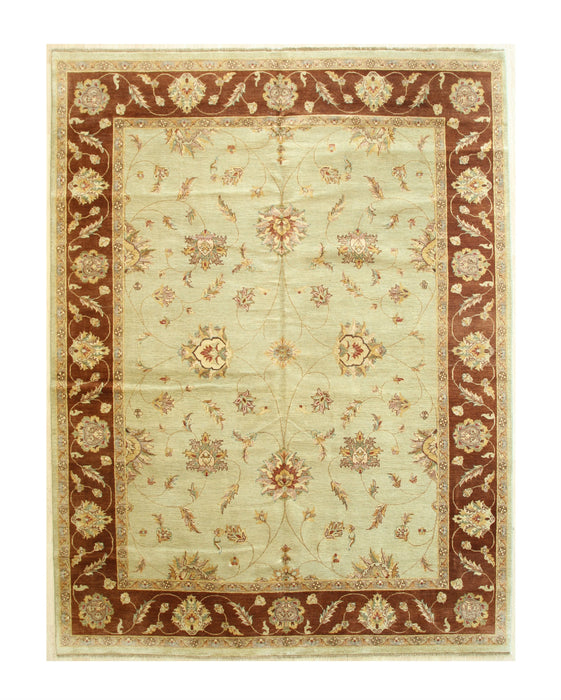 EORC Green Hand Knotted Wool Agra Rug