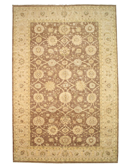 EORC Hand-knotted Wool Brown Traditional Oriental Peshawar Rug