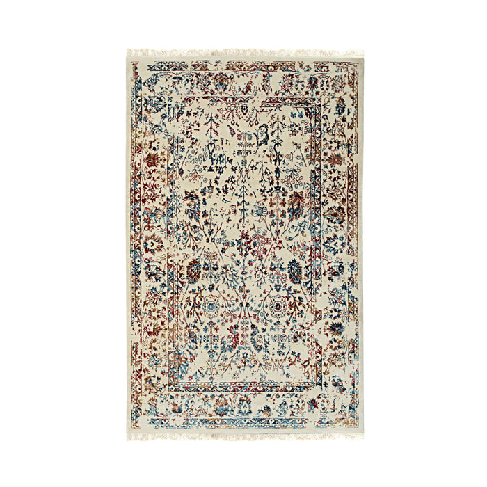 EORC Ivory/Multi Hand Crafted Wool & Viscose Hand Crafted Rug