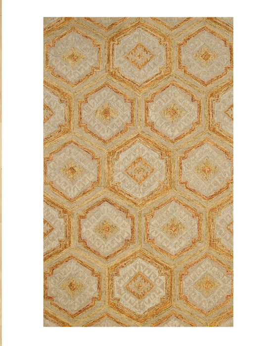 EORC Gold Hand-Tufted Wool Geometric Rug