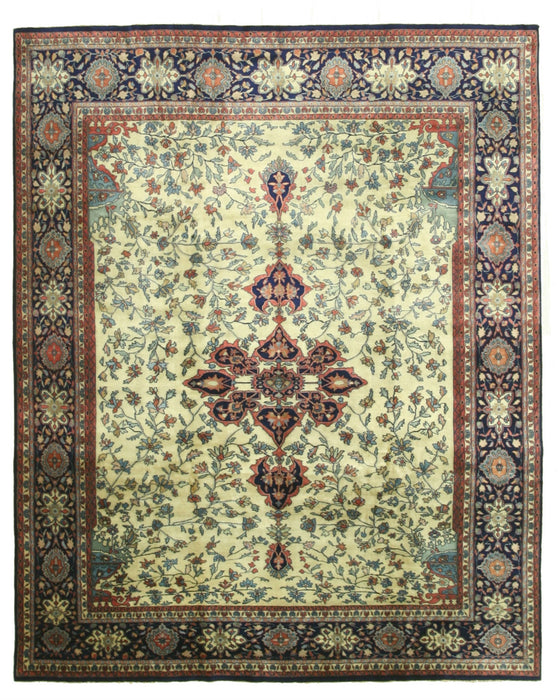 EORC Hand-knotted Wool Ivory Traditional Oriental Mohtasham Rug