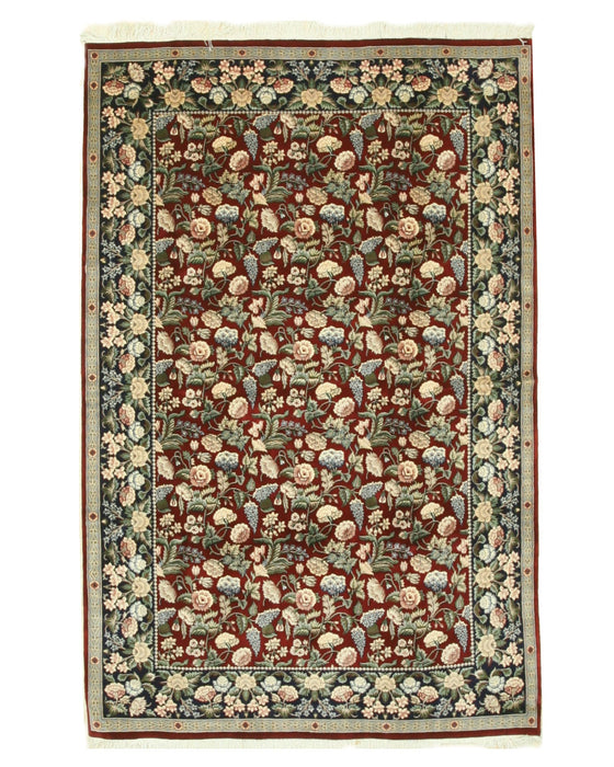 EORC Hand-knotted Wool Red Traditional Floral Pak-Persian Rug