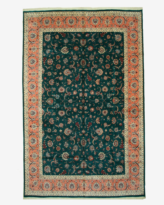 EORC Hand-knotted Wool Green Traditional Oriental Pak-Persian Rug