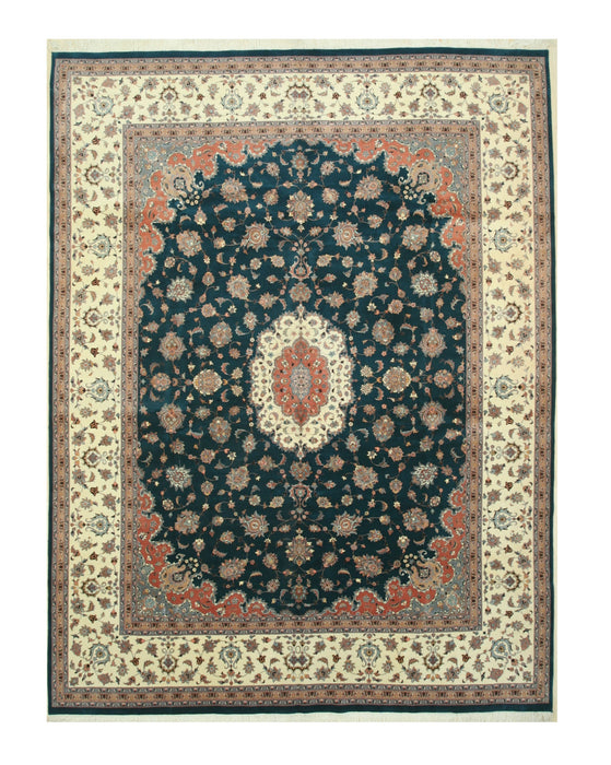 EORC Hand-knotted Wool Green Traditional Oriental Pak-Persian Rug