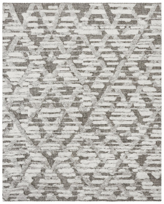 EORC Ivory Hand Knotted Wool High-Low Rug