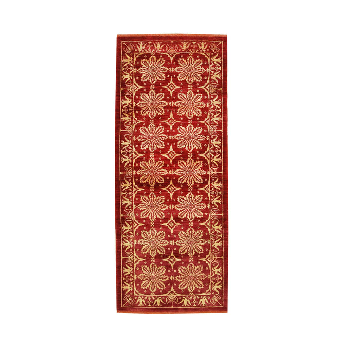 EORC Red Handmade Afghan Wool Turkish Knot Rug