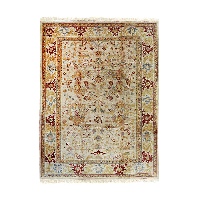 EORC Beige Handmade Mohair Angora Oushak Rug