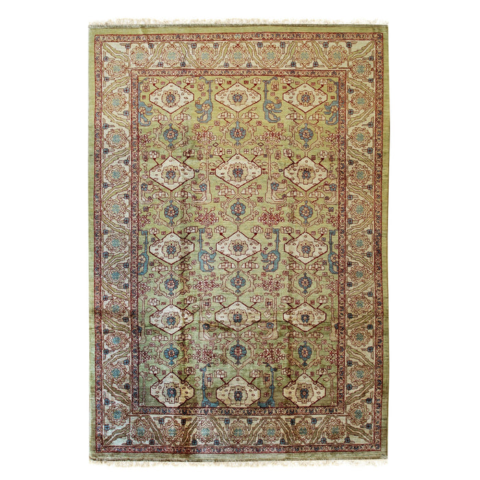 EORC Beige Hand Knotted Wool Heriz Weave Rug