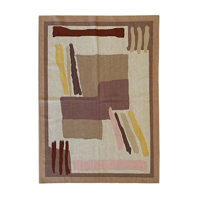 EORC Beige Handwoven Wool Flat Weave Rug