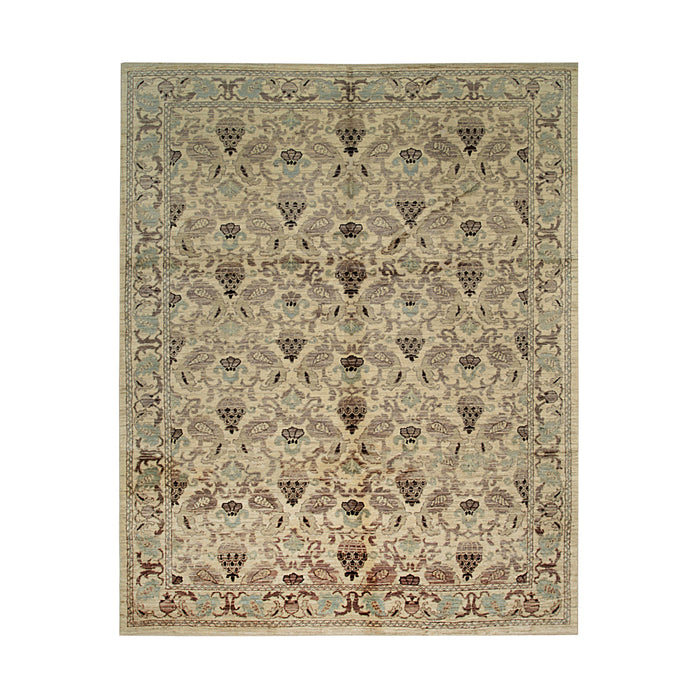 EORC Ivory Handwoven Wool Spanish Style Rug