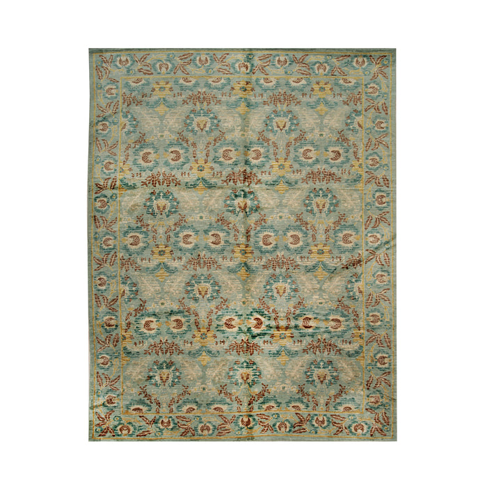 EORC Green Handwoven Wool Spanish Style Rug