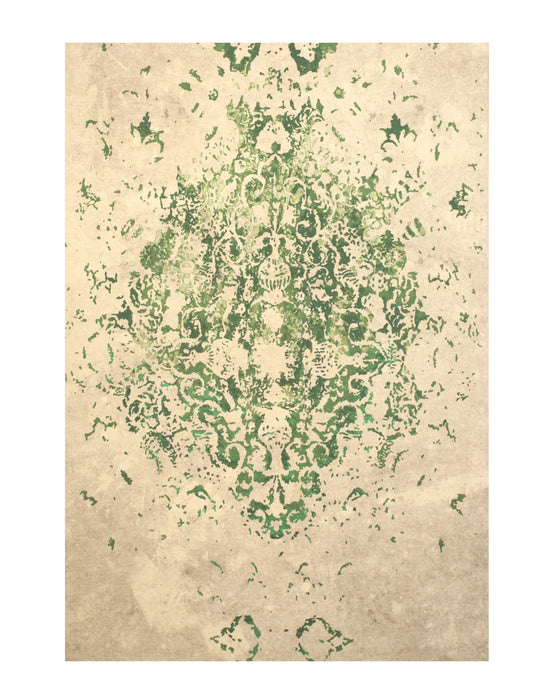 EORC Green  Distressed Bohemian Moderno Medallion Rug