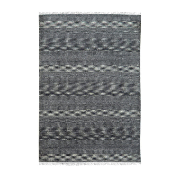 EORC Gray/Ivory Hand Crafted Wool & Viscose Grass Rug