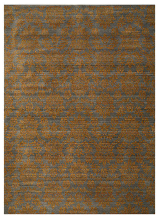 EORC Machine-Made Wool Blue Transitional Floral Himalaya Area Rug