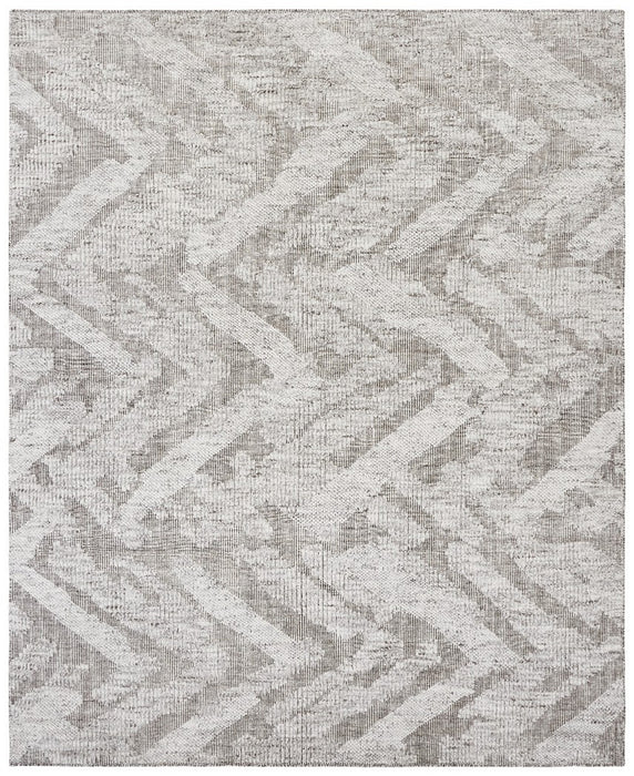 EORC Ivory Hand Knotted Wool High-Low Rug