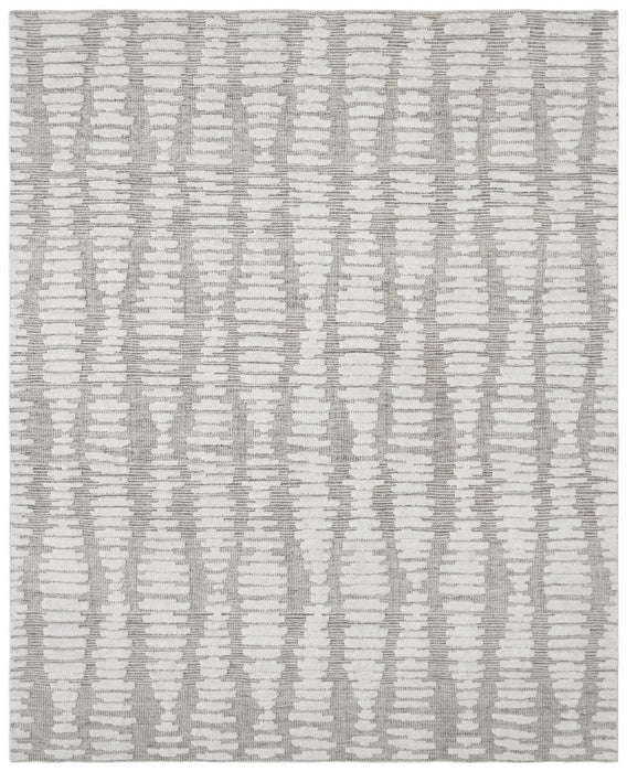 EORC Ivory Hand Knotted Wool High-Low Rug