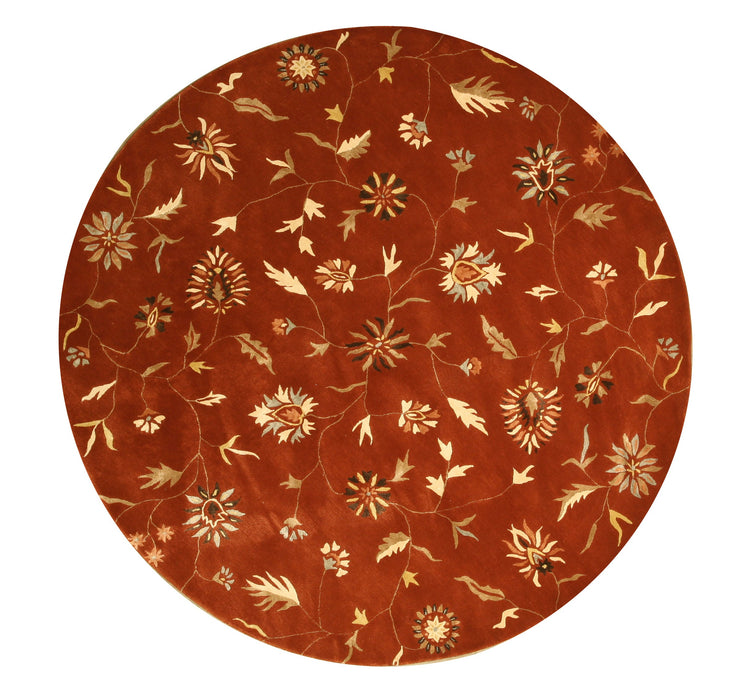 EORC Hand-tufted Wool & Viscose Rust Transitional Floral Modern Floral Rug