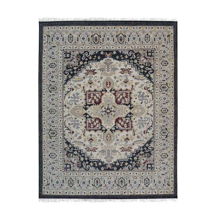 EORC Beige Hand Knotted Wool Heriz Weave Rug