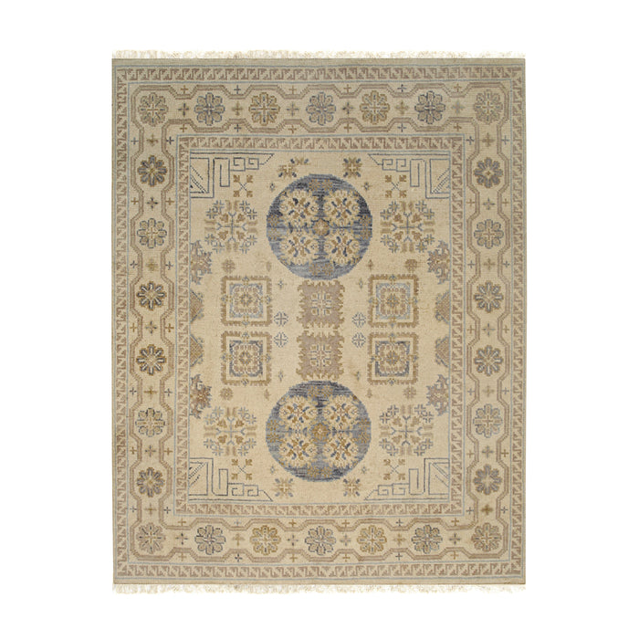 EORC Beige Hand Knotted Wool Khotan Weave Rug