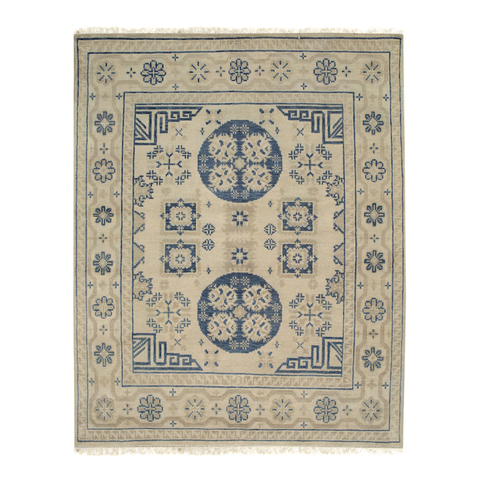 EORC Beige Hand Knotted Wool Khotan Weave Rug