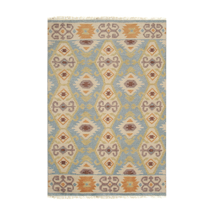 EORC Lt Blue Hand Knotted Wool Piled Kilim Rug