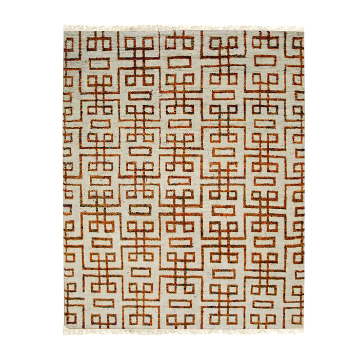 EORC Beige Hand Knotted Wool Moroccan Rug