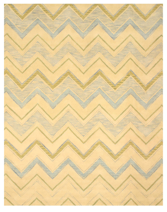 EORC Hand-tufted Wool Ivory Contemporary Abstract Pastel Chevron Rug