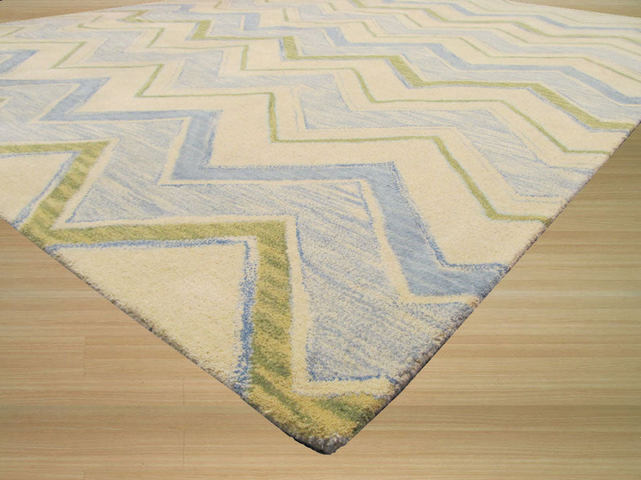 EORC Hand-tufted Wool Ivory Contemporary Abstract Pastel Chevron Rug