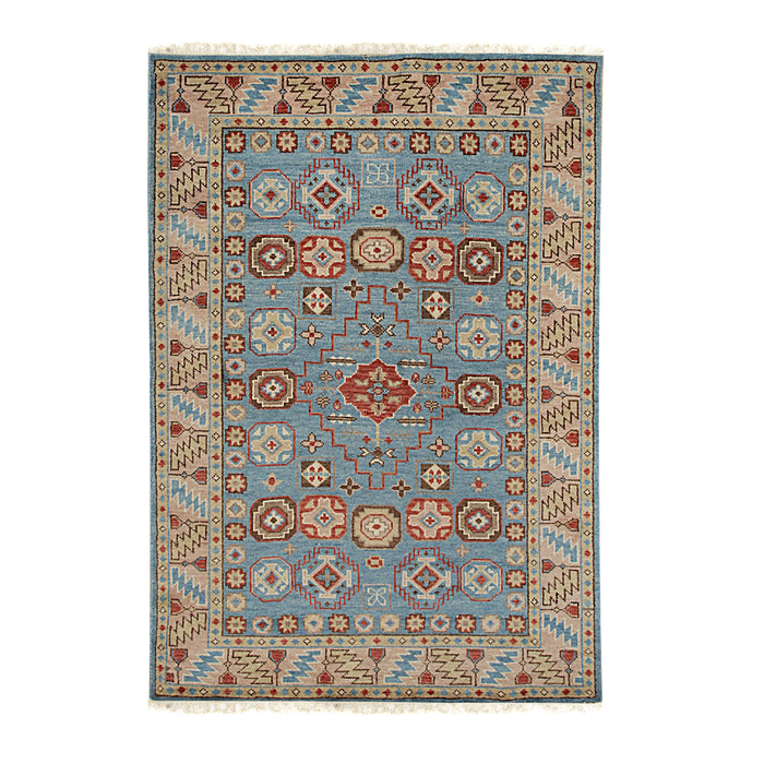 EORC Blue Hand Knotted Wool Knotted Rug