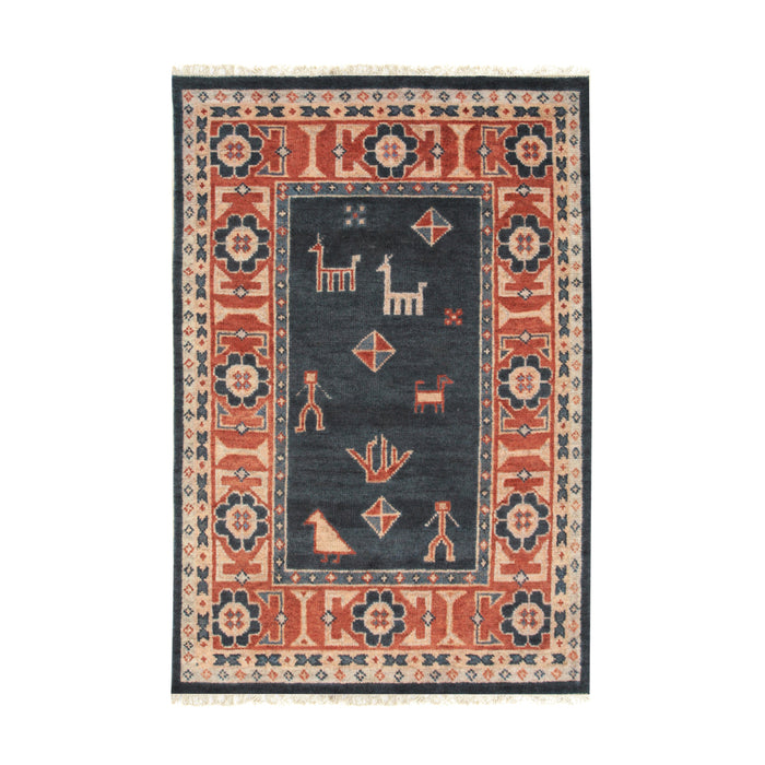 EORC Navy Hand Knotted Wool Knot Rug