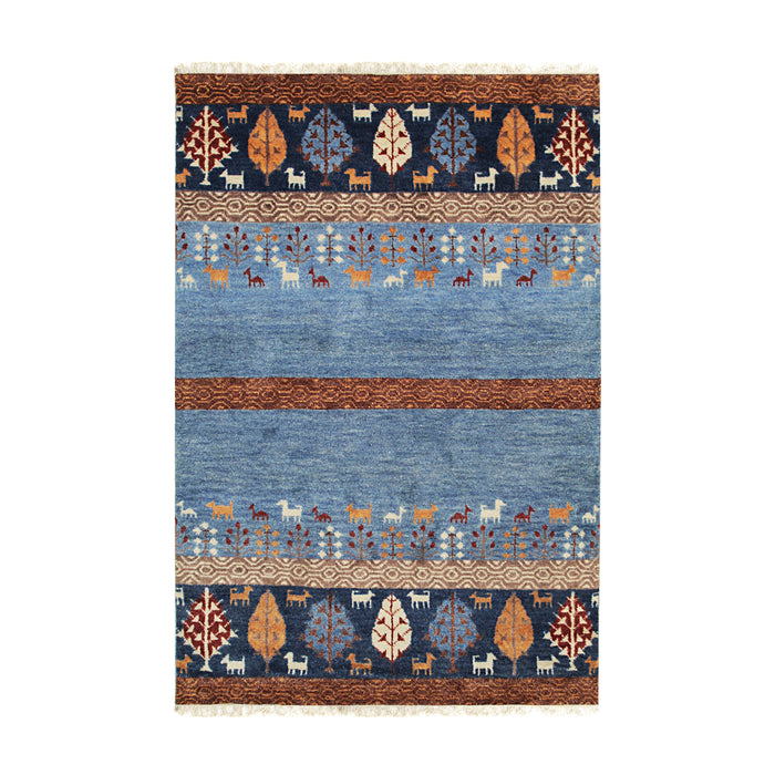 EORC Blue Hand Knotted Wool Knot Rug