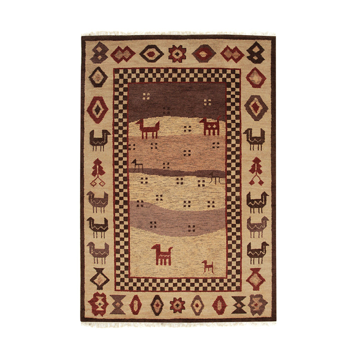 EORC Beige Hand Knotted Wool Knot Rug