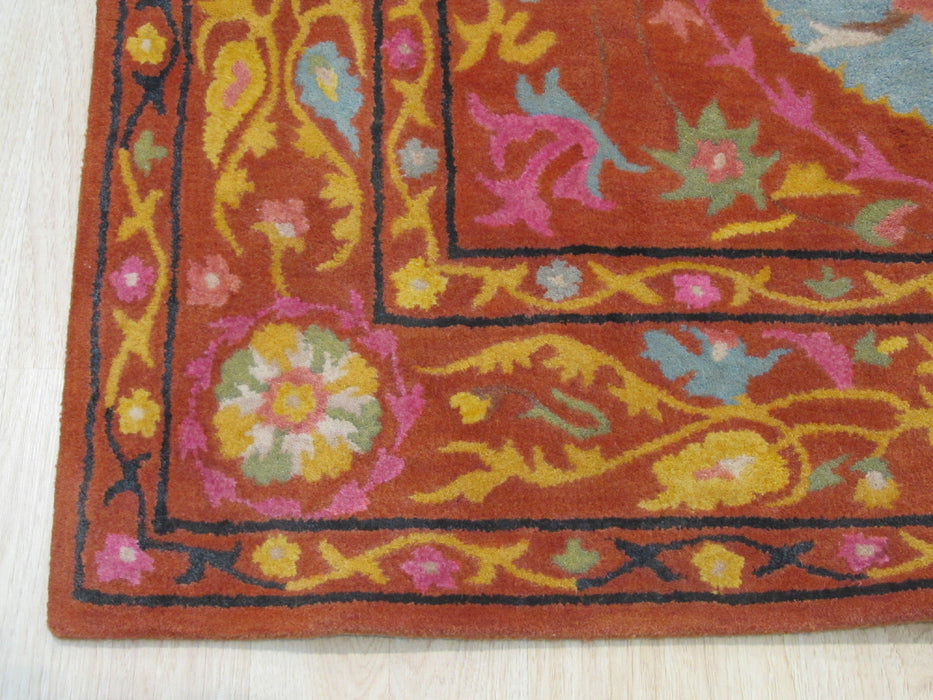 EORC Hand-tufted Wool Rust Traditional Floral Suzani Rug