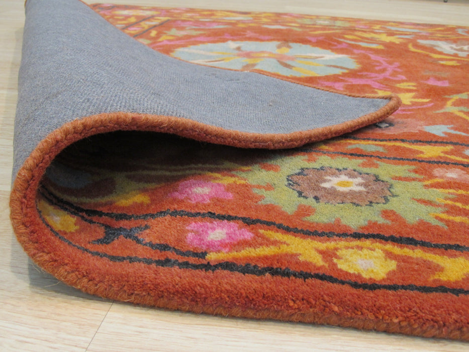 EORC Hand-tufted Wool Rust Traditional Floral Suzani Rug