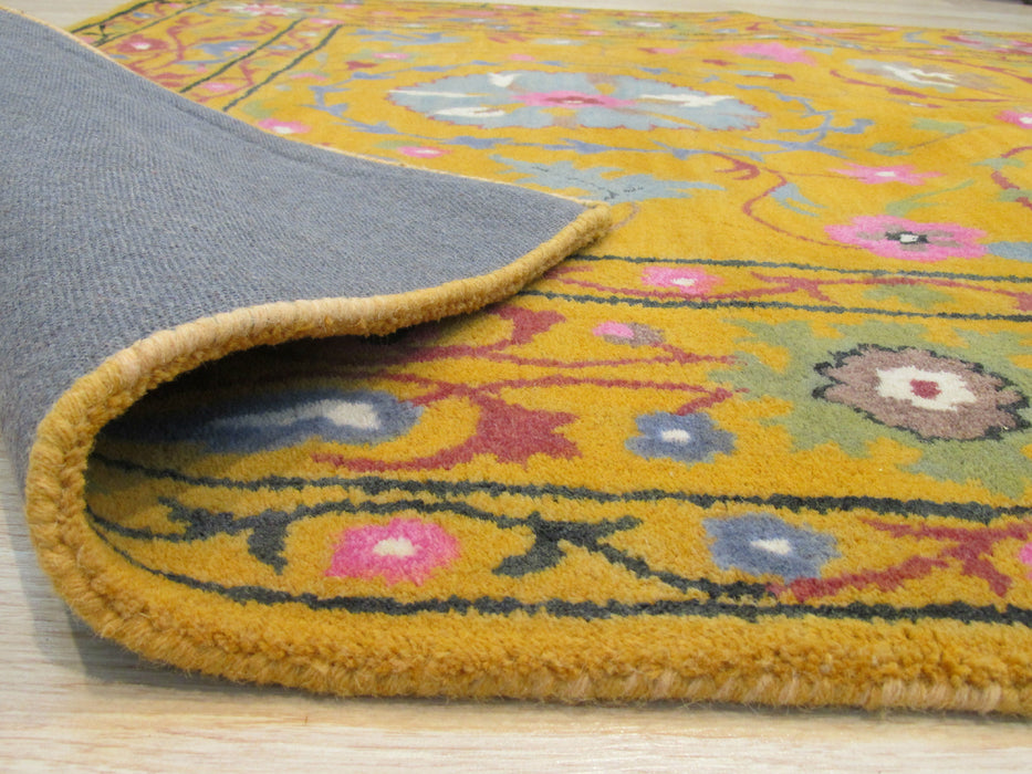 EORC Hand-tufted Wool Yellow Traditional Floral Suzani Rug