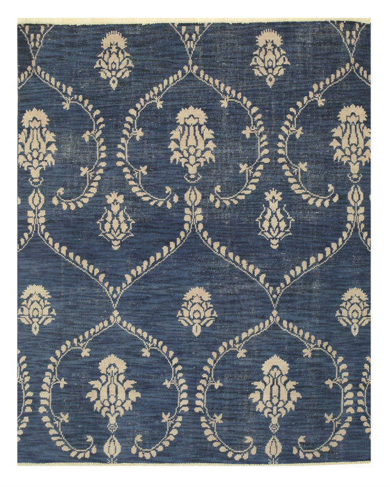 EORC Hand-knotted Wool Blue Traditional Oriental Royal Rug