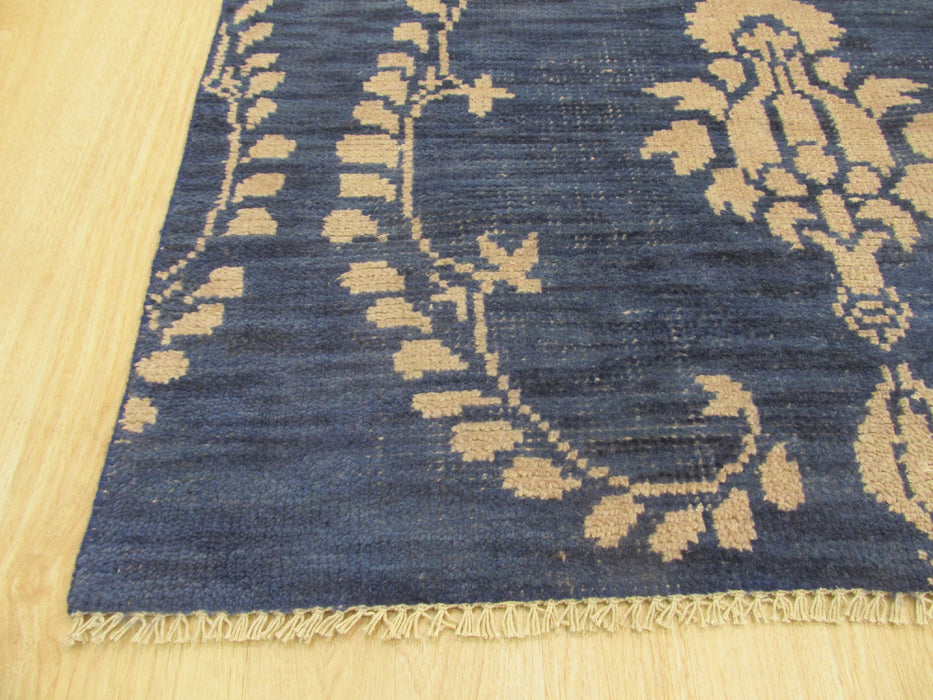 EORC Hand-knotted Wool Blue Traditional Oriental Royal Rug