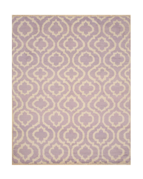 EORC Hand-knotted Wool Purple Contemporary Trellis Moroccan Rug