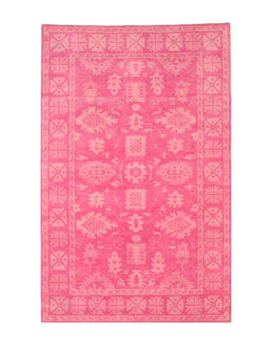 EORC Pink Hand-Tufted Wool Overdyed Rug