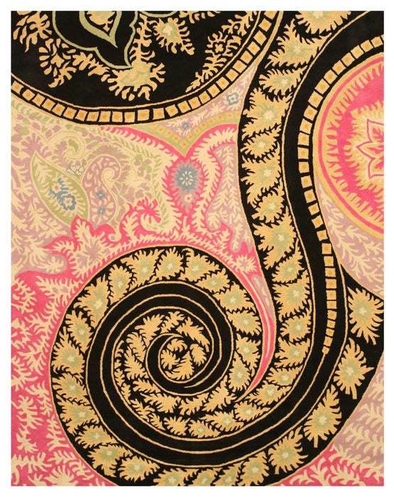 EORC Hand-tufted Wool Black Contemporary Abstract Paisley Rug