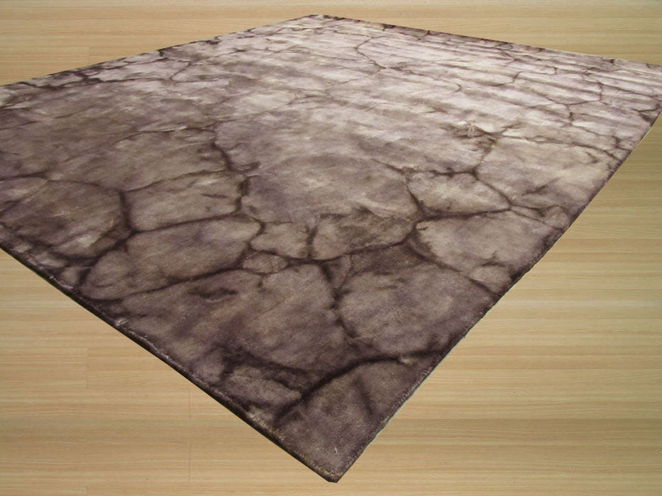 EORC Handmade Wool Brown Contemporary Abstract Dip Dyed Rug