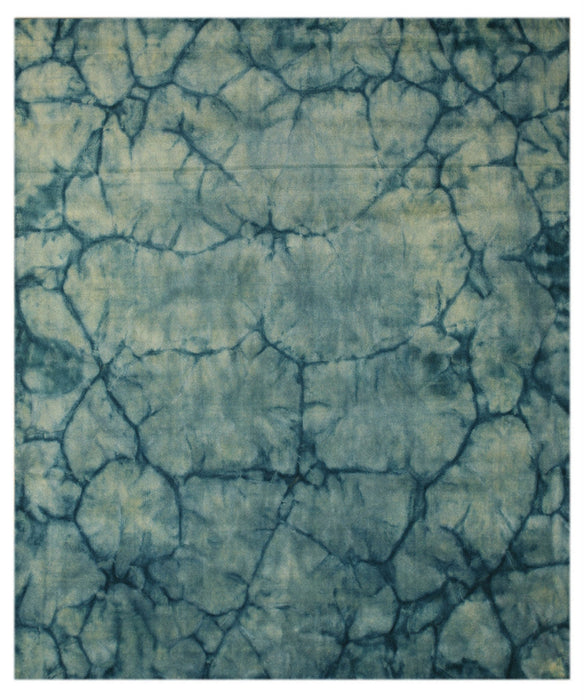 EORC Green Handmade Wool Dip Dyed Rug