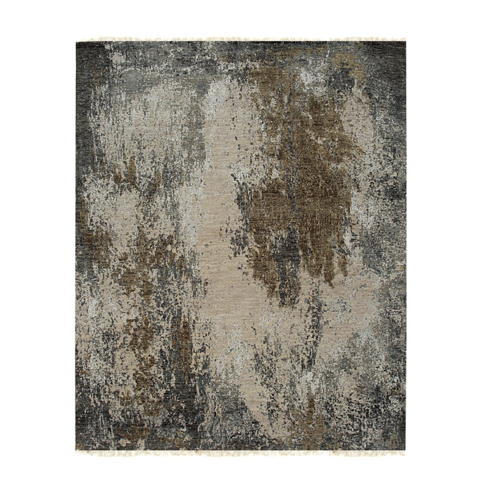 EORC Light Gray Hand Knotted Wool Galaxy Rug