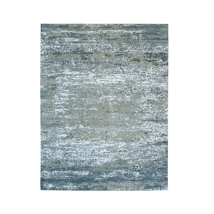 EORC Light  Gray Hand Knotted Wool Galaxy Rug