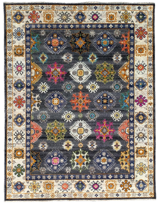 EORC Gray/Ivory Hand Knotted Wool Kazak Collection Rug