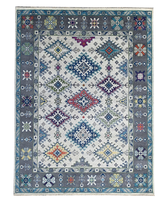 EORC Ivory/Gray Hand Knotted Wool Malayer Collection Rug